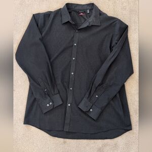 Van Heusen Flex Slim Fit Black & White Pinstriped Men's Button Up Dress Shirt